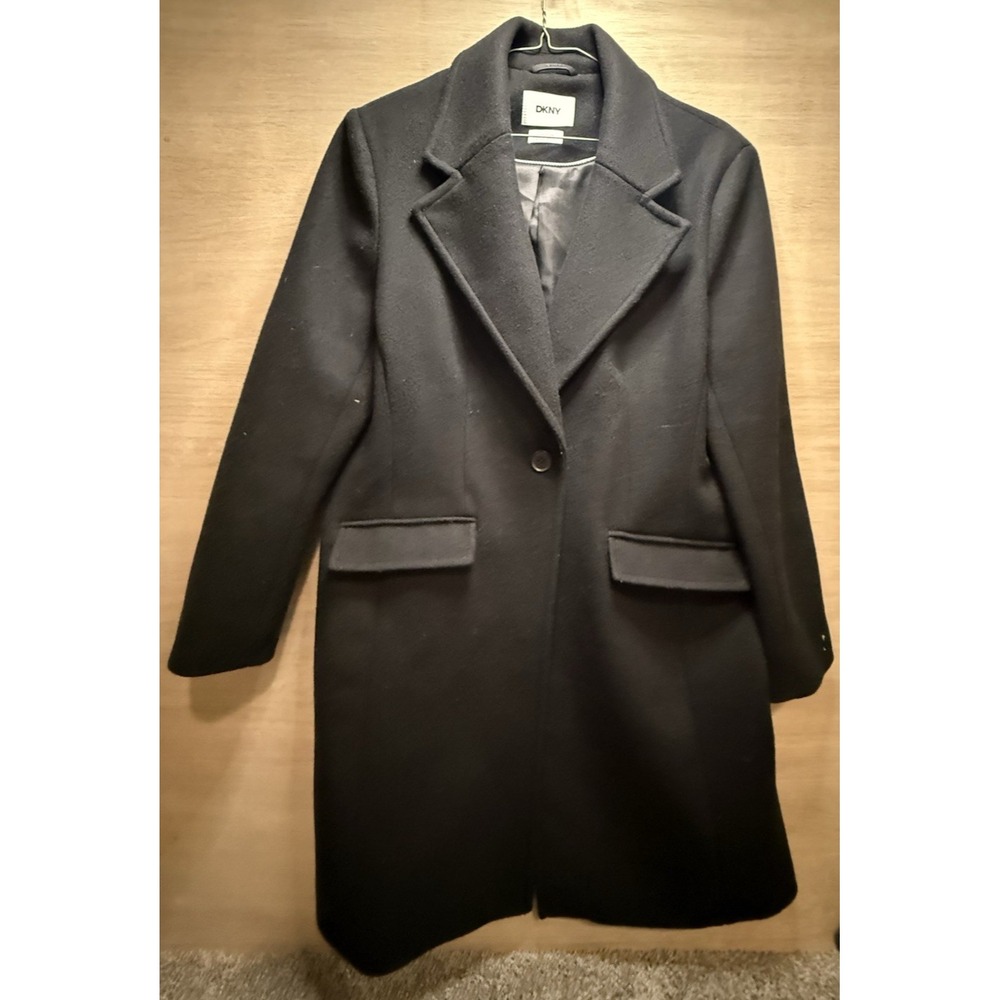 DKNY Long Black Winter Coat Women's Size Large